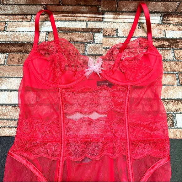 Victorias Secret Red Lace Corset 36B - Picture 3 of 7
